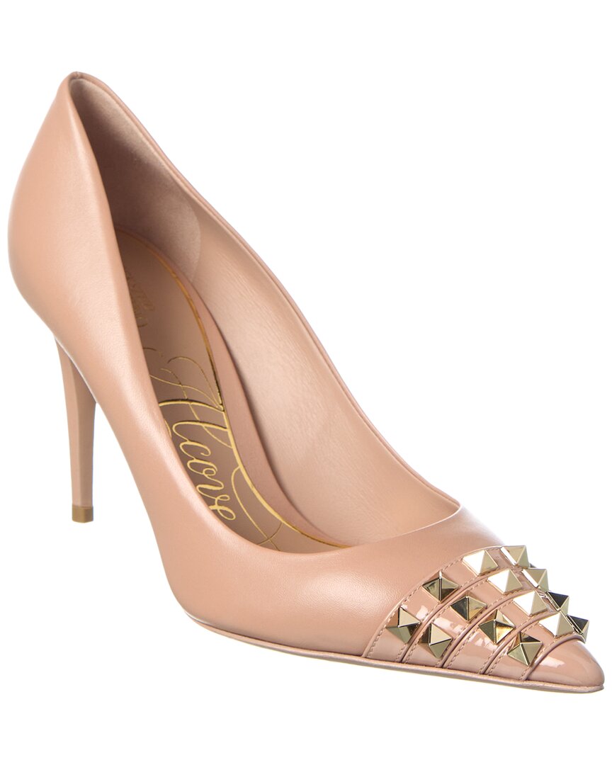 Valentino Rockstud 90 Leather Pump In Brown