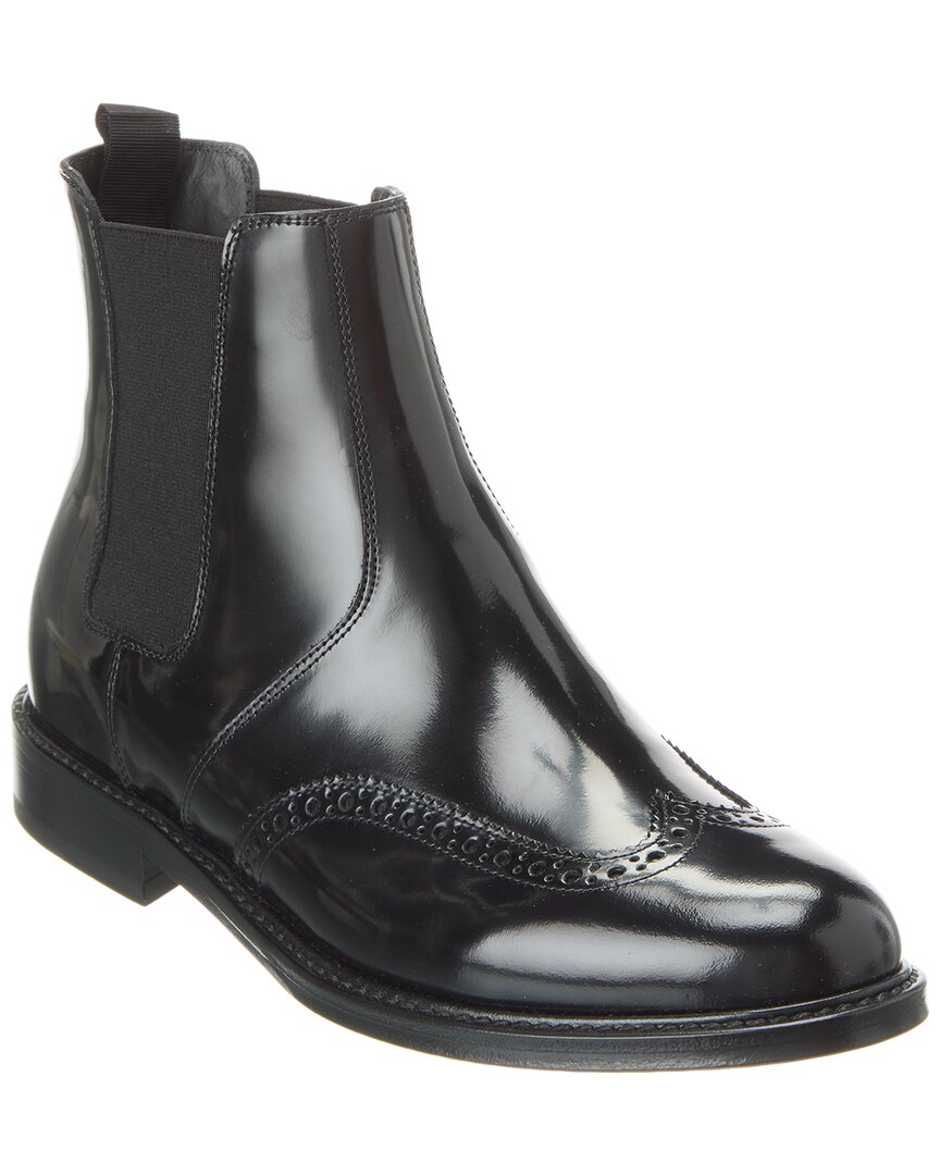 Saint Laurent Ceril Brogue-detail Leather Chelsea Boots In Black
