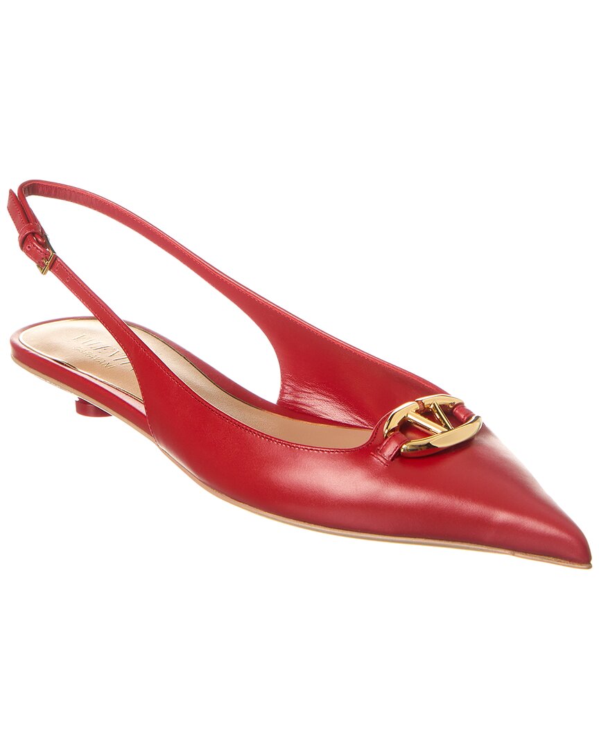 Valentino Garavani Valentino Vlogo Signature Pointed Toe Slingback Pumps In Red