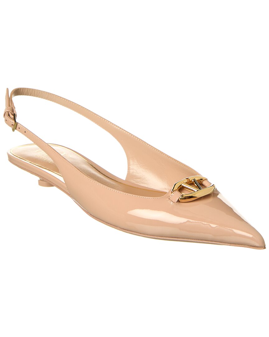 Valentino Garavani Vlogo Signature Leather Slingback Pump In Beige Rose