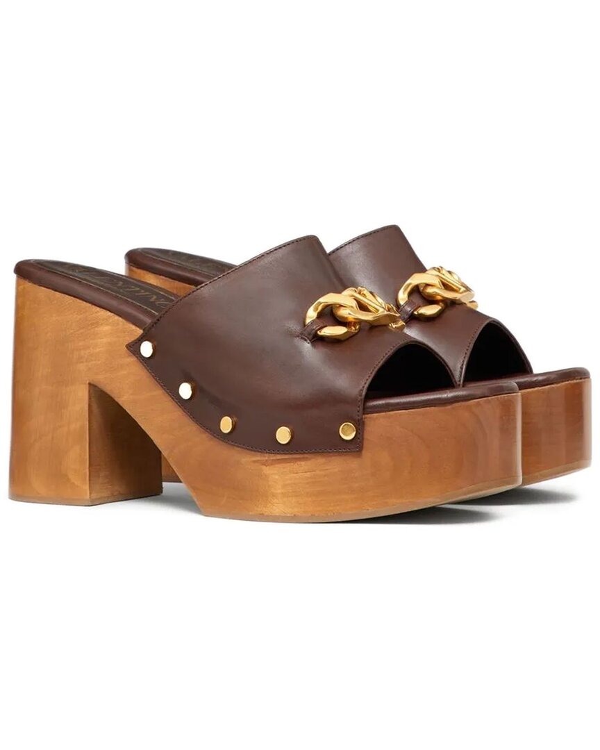 Valentino Rockstud Tweed Pump In Brown