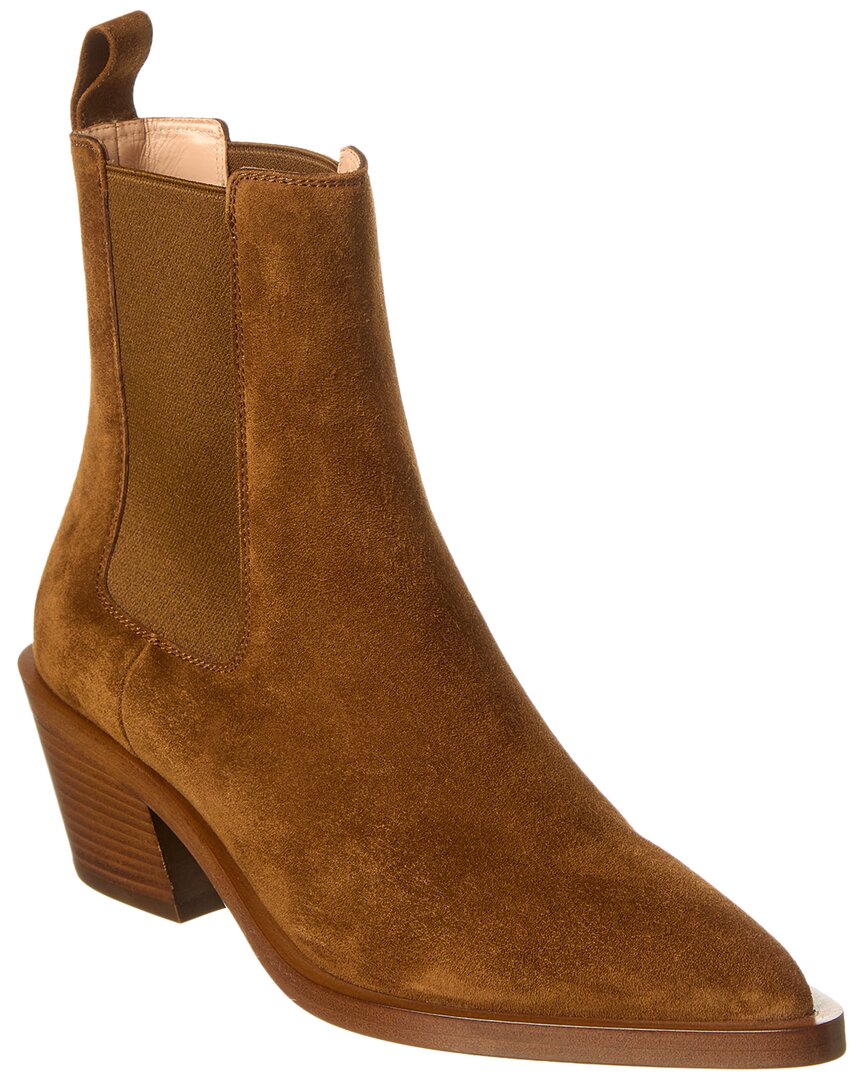 Gianvito Rossi Wylie Suede Ankle Boots In Brown