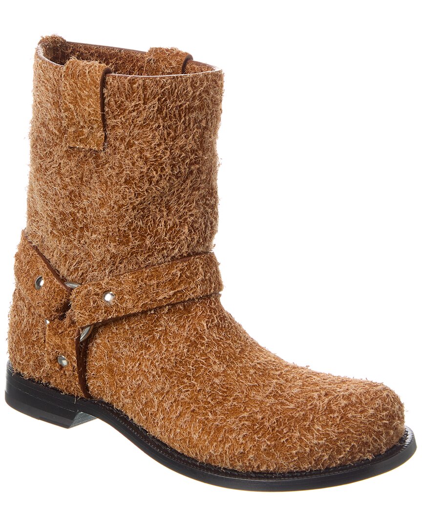Loewe Campo Leather Biker Boots In Brown