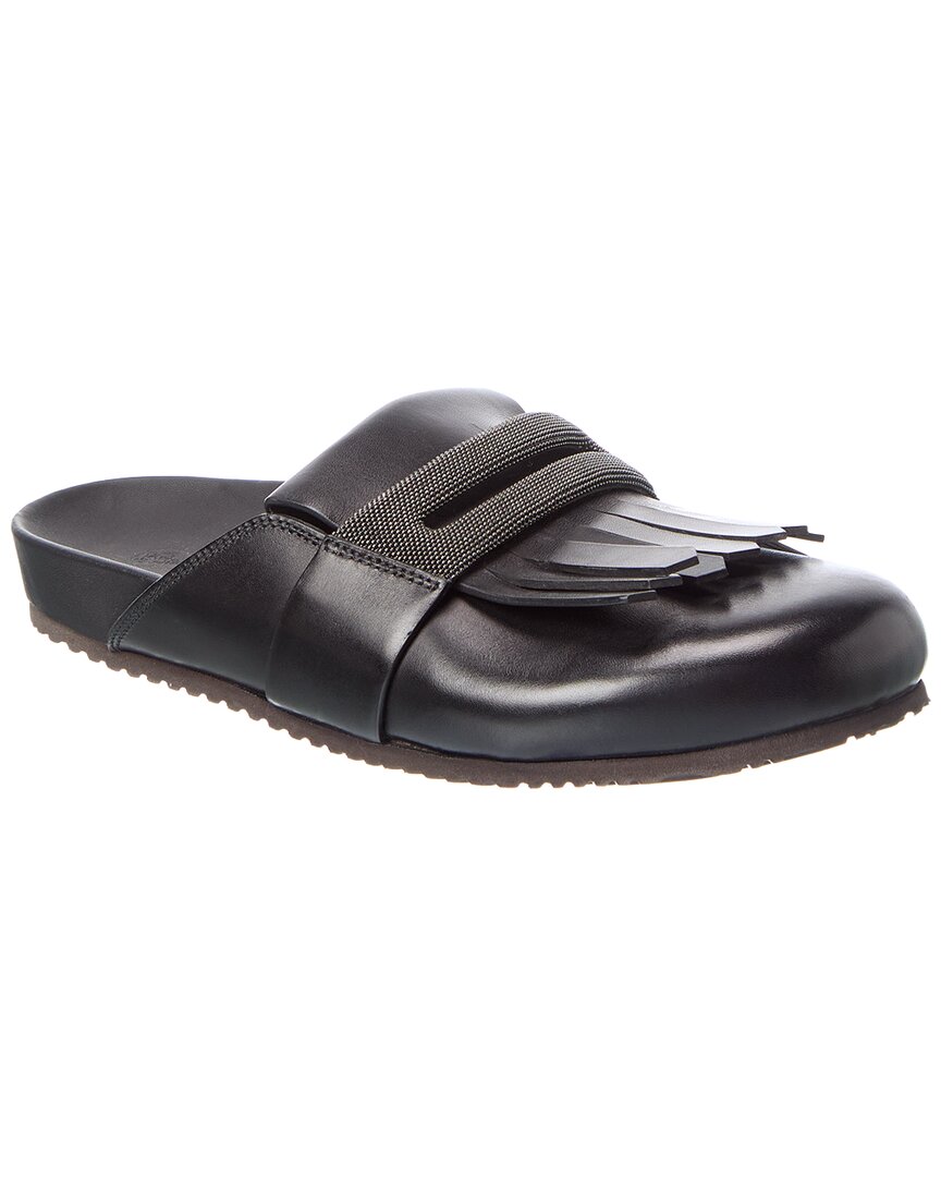 Brunello Cucinelli Leather Mule In Black