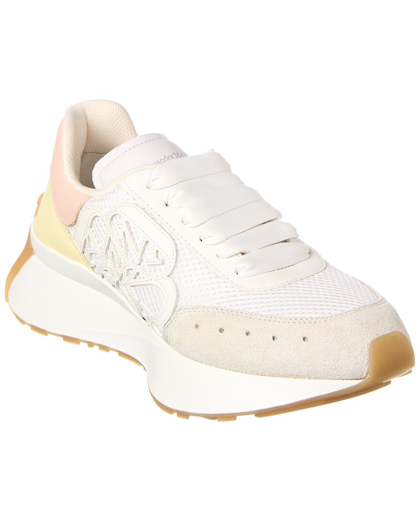 Alexander Mcqueen White Pink And Yellow Sprint Runner Sneakers In White