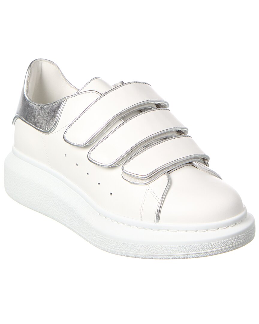 Alexander Mcqueen White Oversize Sneakers With Snake Print On The Heel In Leather Woman In White