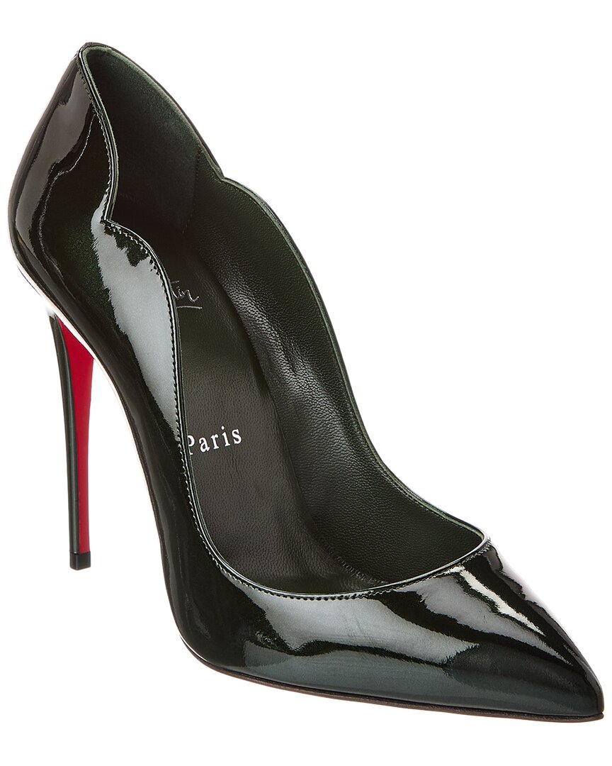 Christian Louboutin Hot Chick Black Patent Leather Pumps In Green