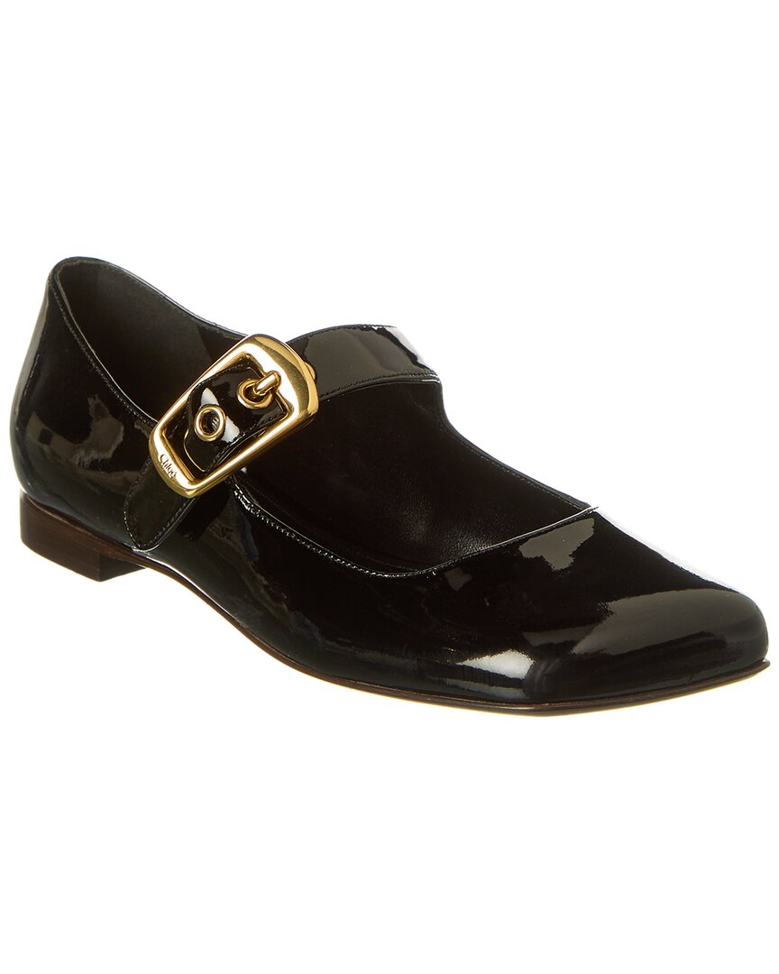 Chloé Polly Mary-jane Ballet Flats In Patent Leather In Black