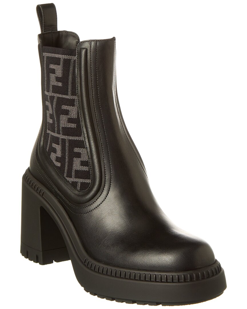 Fendi Black Domino Leather Boots In Black