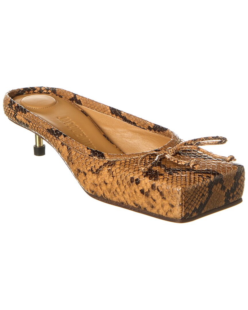Jacquemus Snake-embossed Leather Mule In Brown