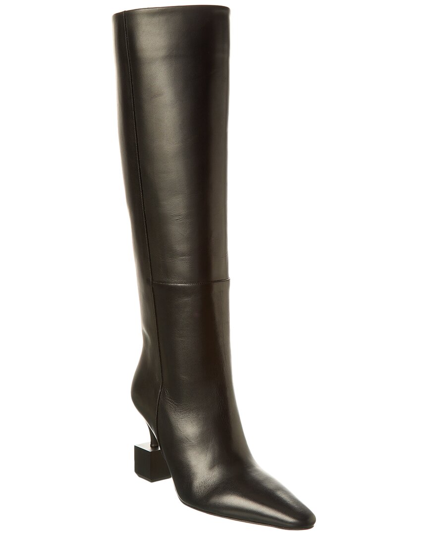 Jacquemus Les Bottes Bisou Black Boots With Geometric Heel In Leather Woman In Black