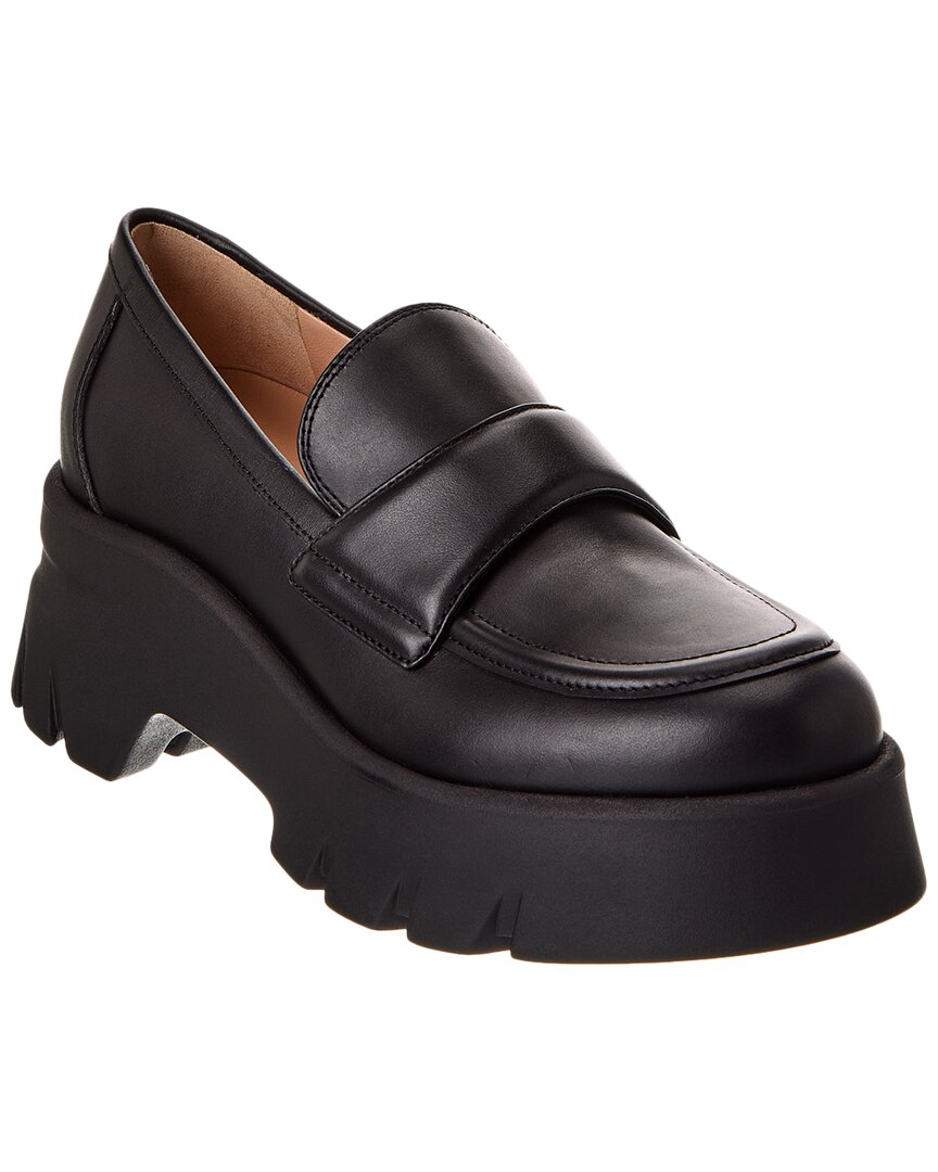 Gianvito Rossi Farren Leather Platform Penny Loafers In Black