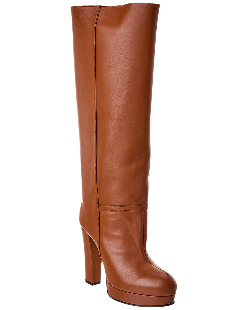 Shop Gucci Interlocking G Leather Boot In Brown