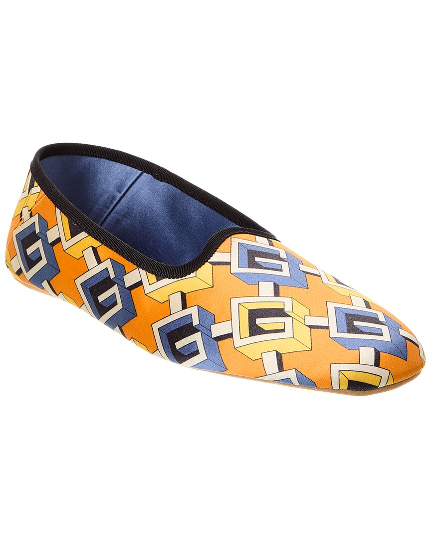 Shop Gucci Satin Slipper In Yellow