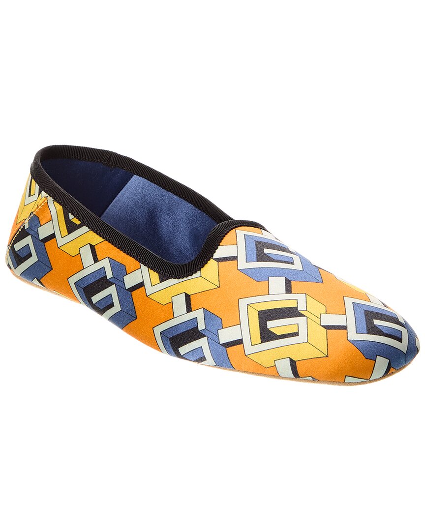 Shop Gucci Satin Slipper In Blue