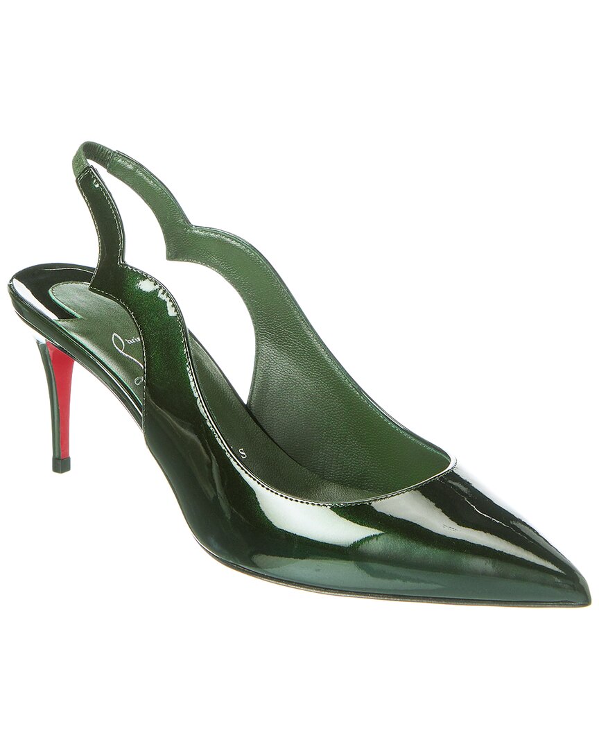 Christian Louboutin Hot Chick Sling 70 Patent Slingback Pump In Green