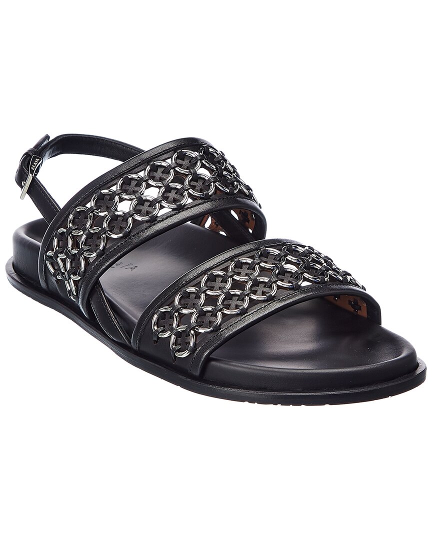 Alaïa Bicolor Chain Sporty Slingback Sandals In Black