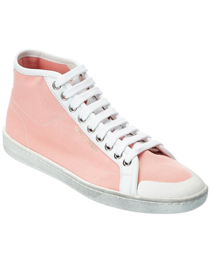 Saint Laurent - Pink Canvas SL 39 Mid Top Sneakers – eluXive