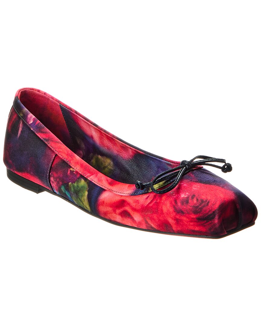 Christian Louboutin Mamadrague Bow-detailed Floral-print Satin-crepe Ballet Flats In Black
