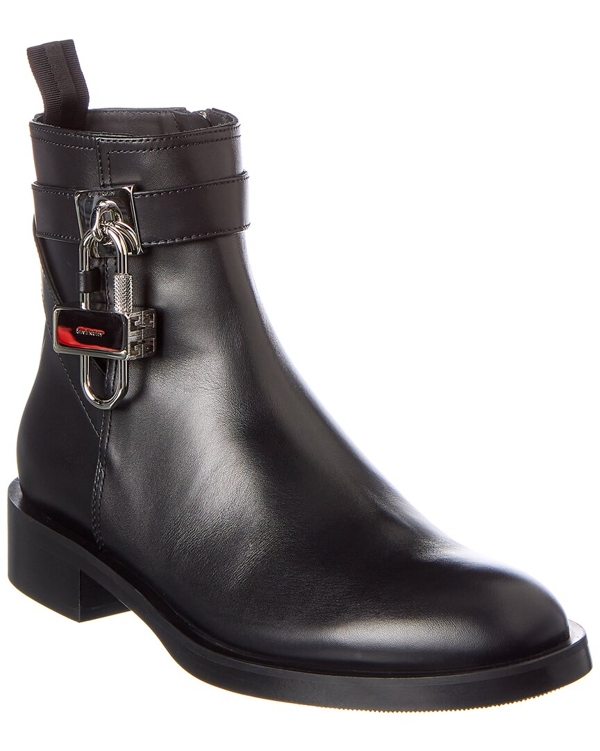 Shop Givenchy Lock Leather Bootie In Black