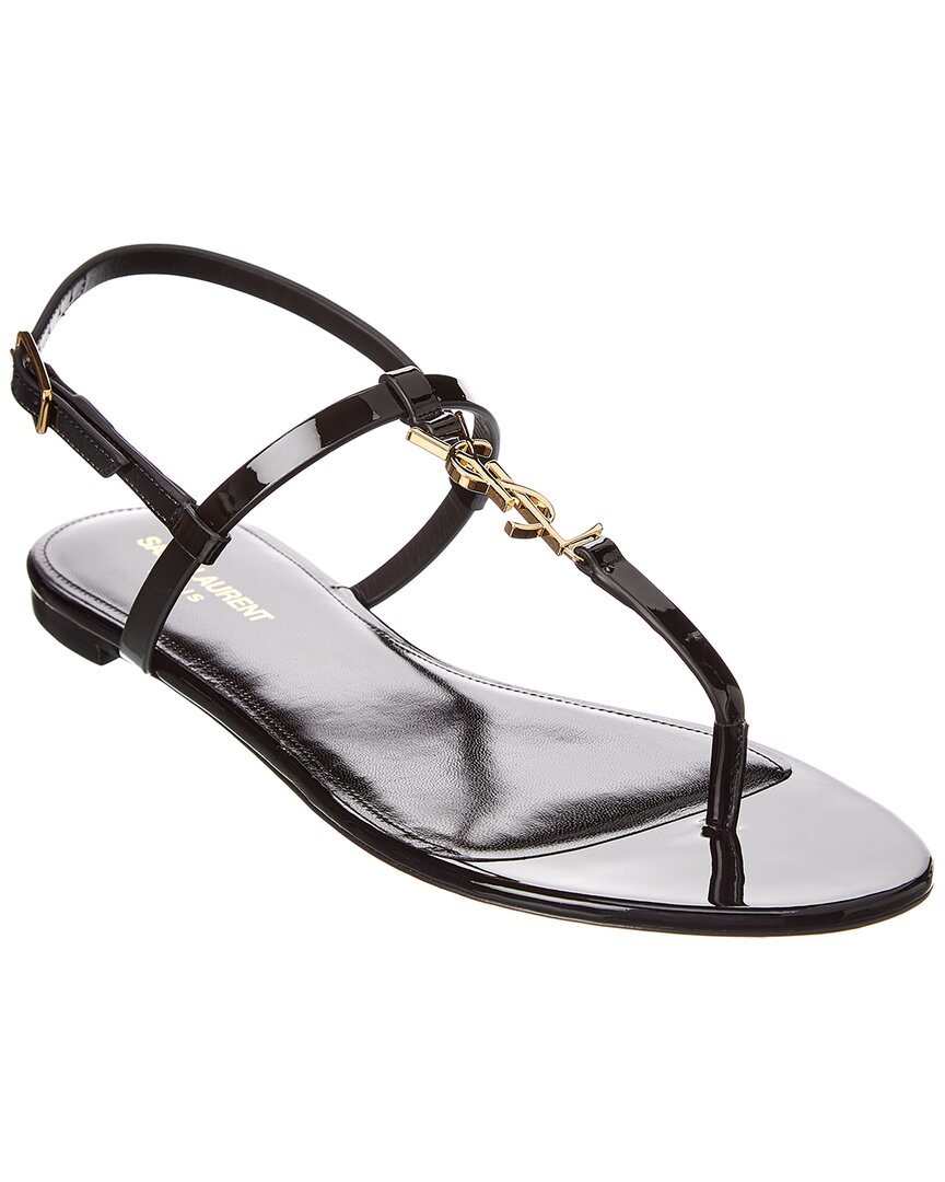 Pre-owned Saint Laurent Cassandra Patent Sandal Women's In Black | ModeSens