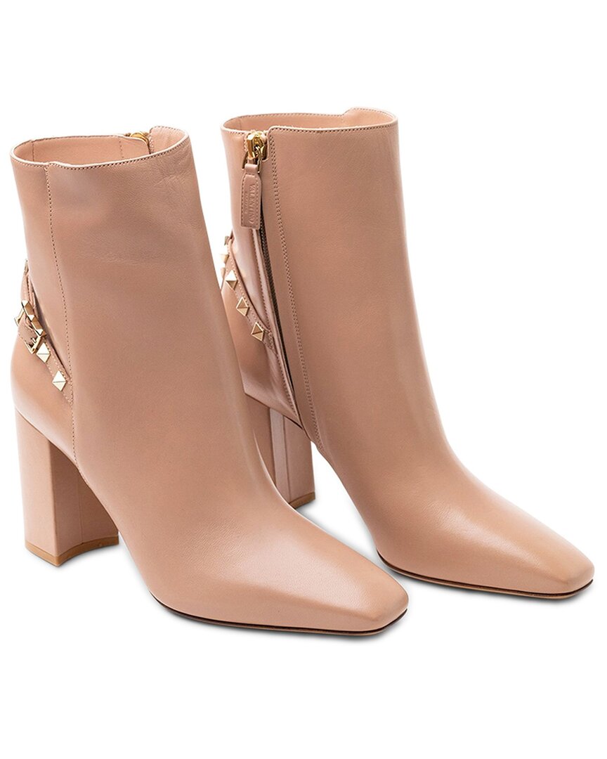 Valentino Garavani Valentino Leather Bootie In Pink