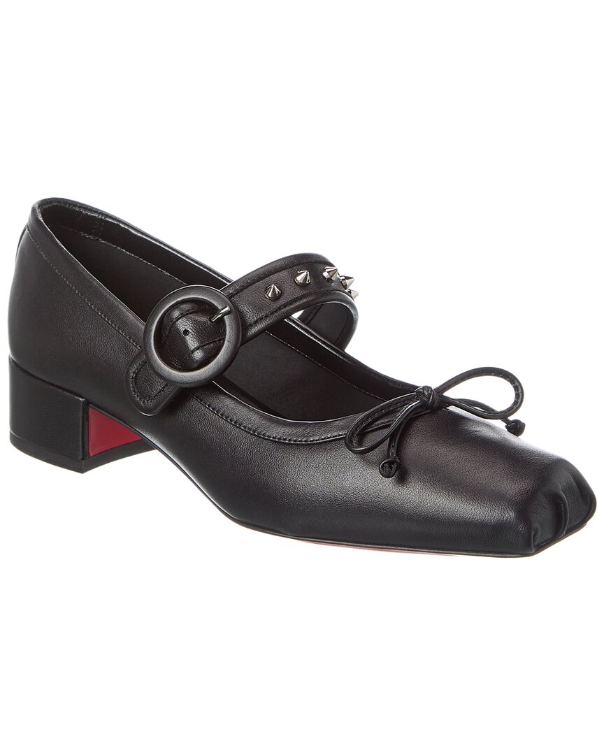 Christian Louboutin Mamastrapita Spikes 30 Leather Pump In Black