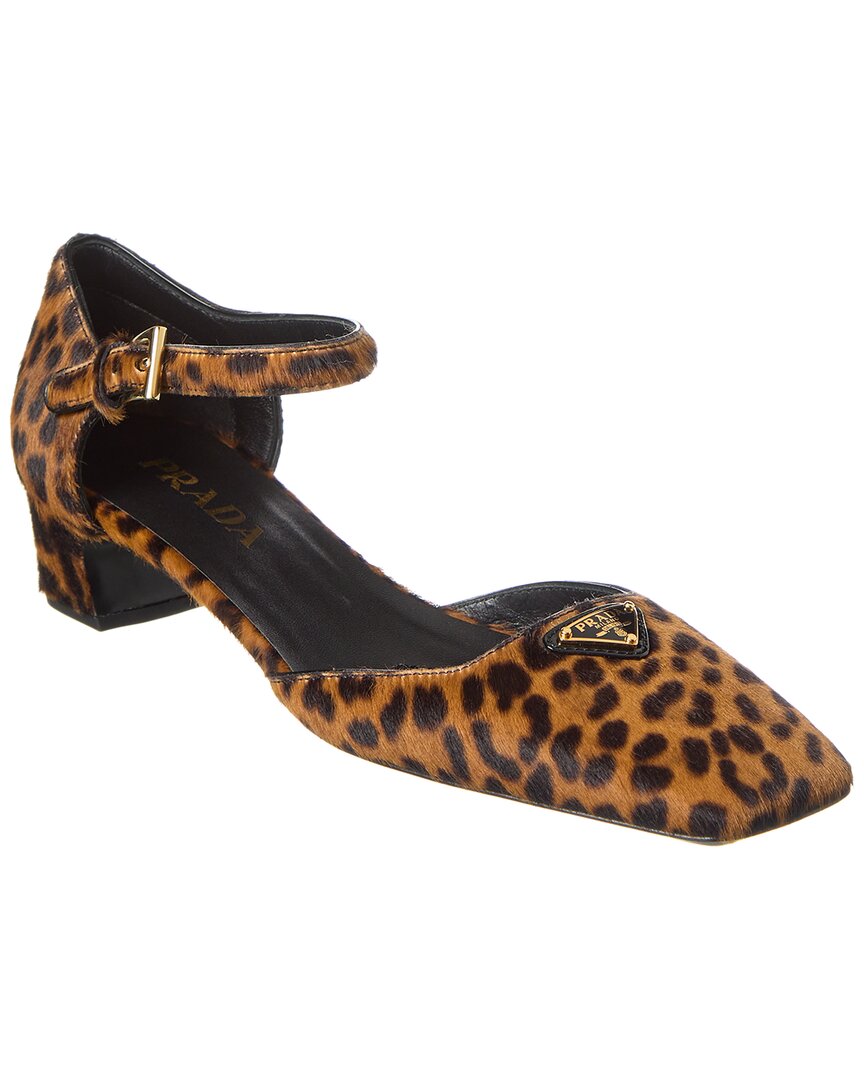 Prada 45mm Triangle-enamel Pumps In Brown