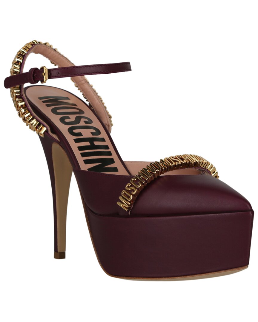 Moschino Leather Pump In Brown