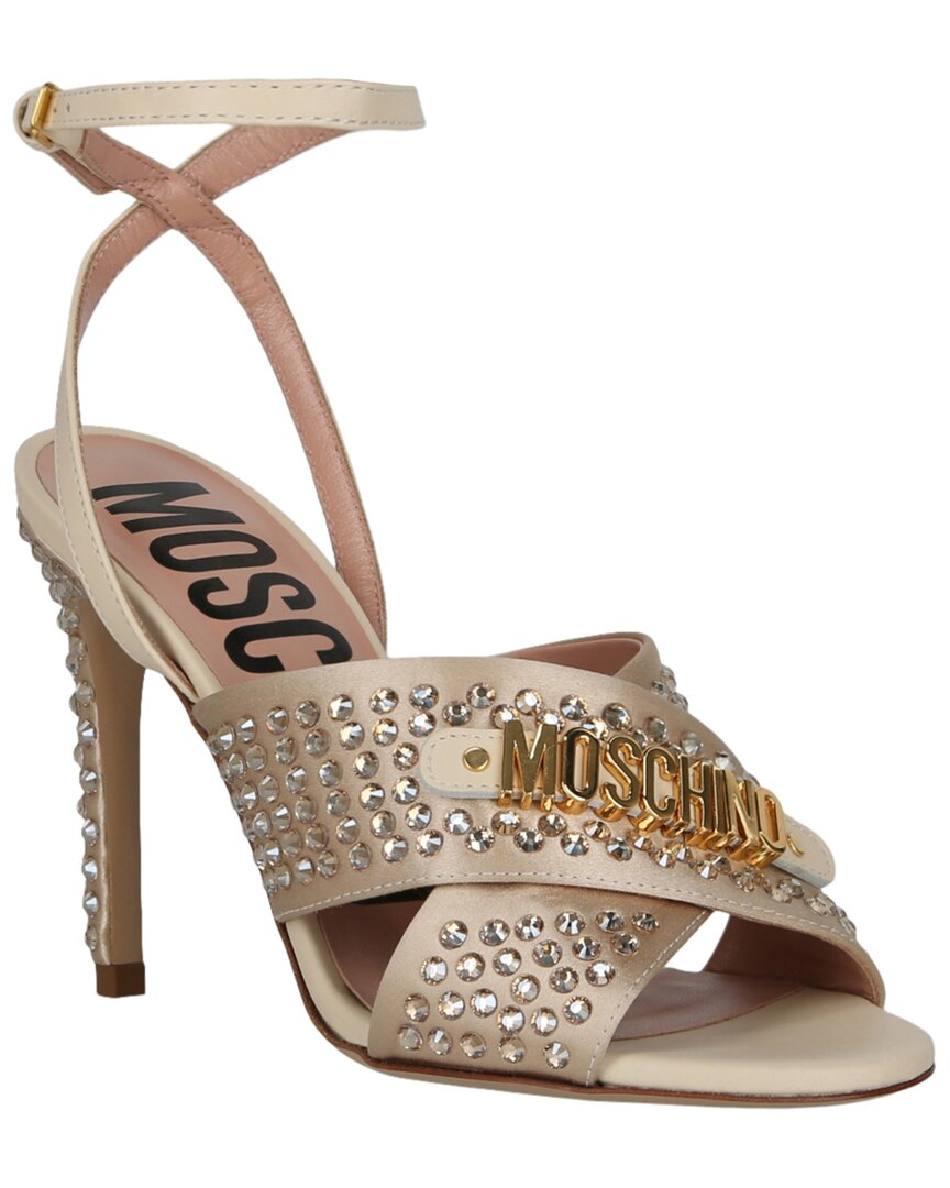 Moschino Satin Crystal Embellished Heel Sandals