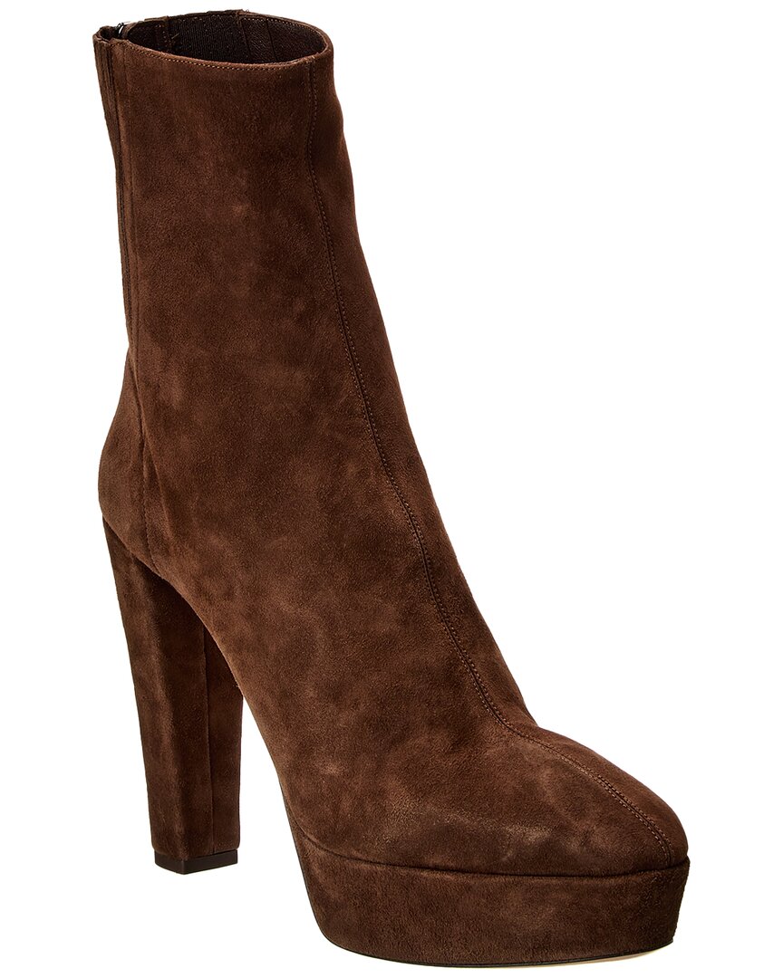 Shop Aquazzura Saint Honore 120 Suede Boot In Brown