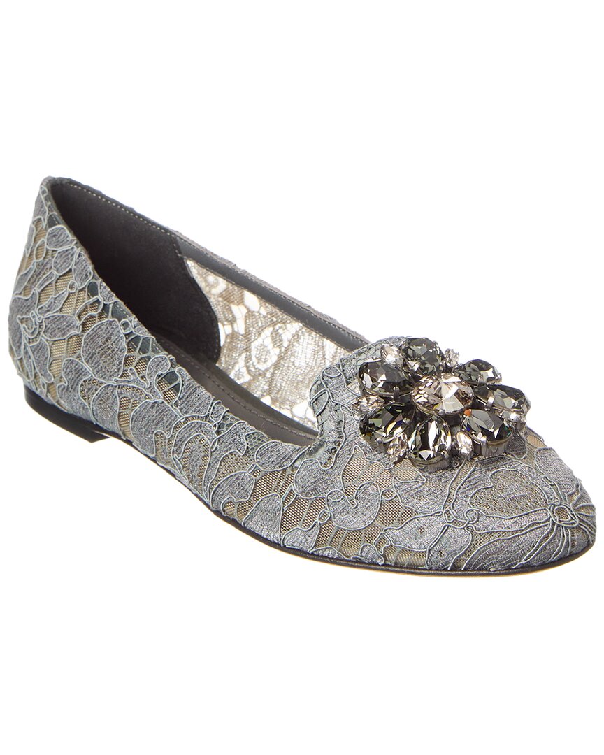 Dolce & Gabbana Woman Loafers Grey Size 5 Textile Fibers In Grey
