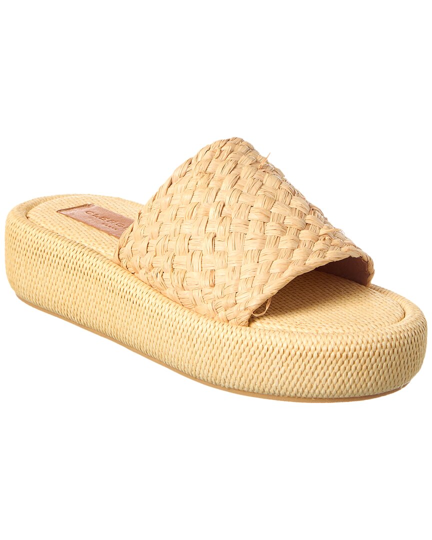 Clergerie Ajoe Raffia Platform Sandal In Brown