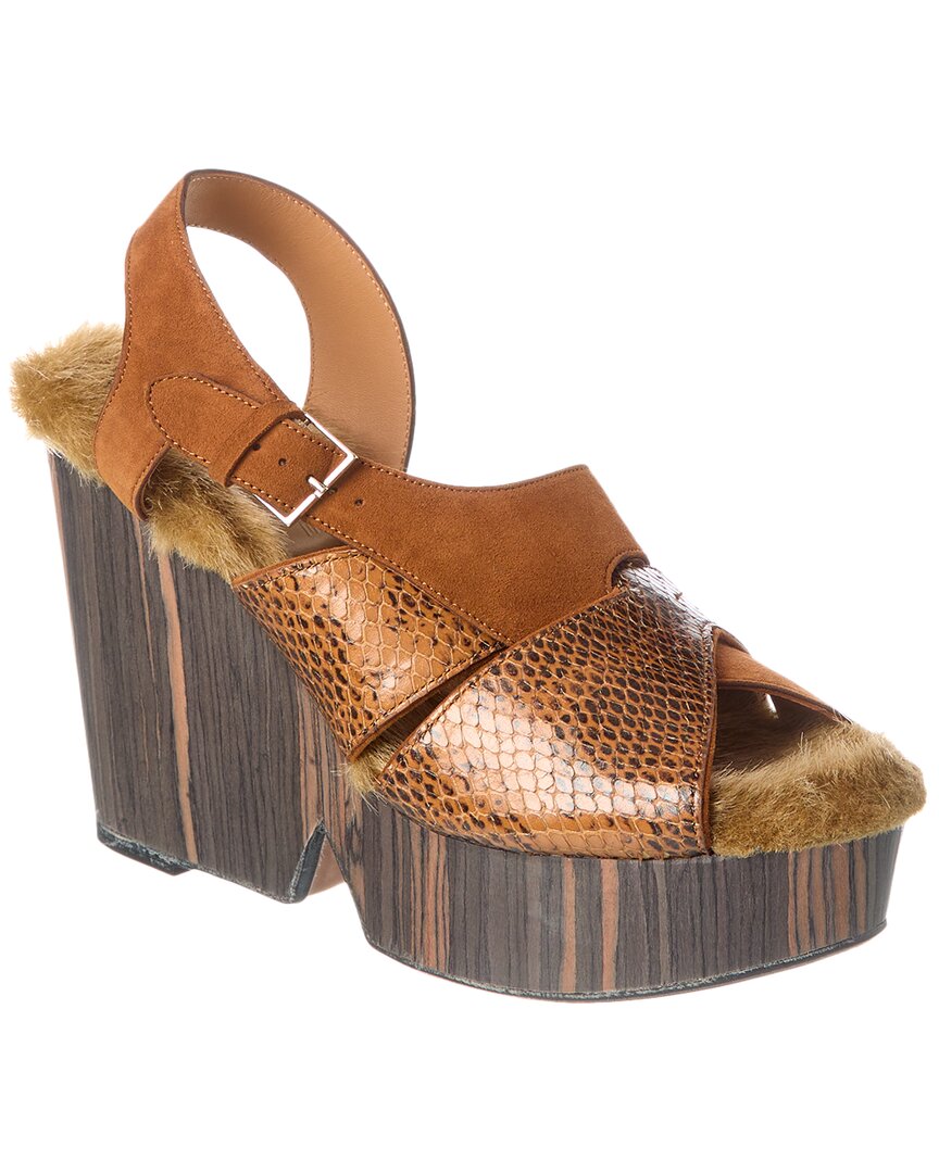 Clergerie Darlaco Leather Wedge Sandal In Brown