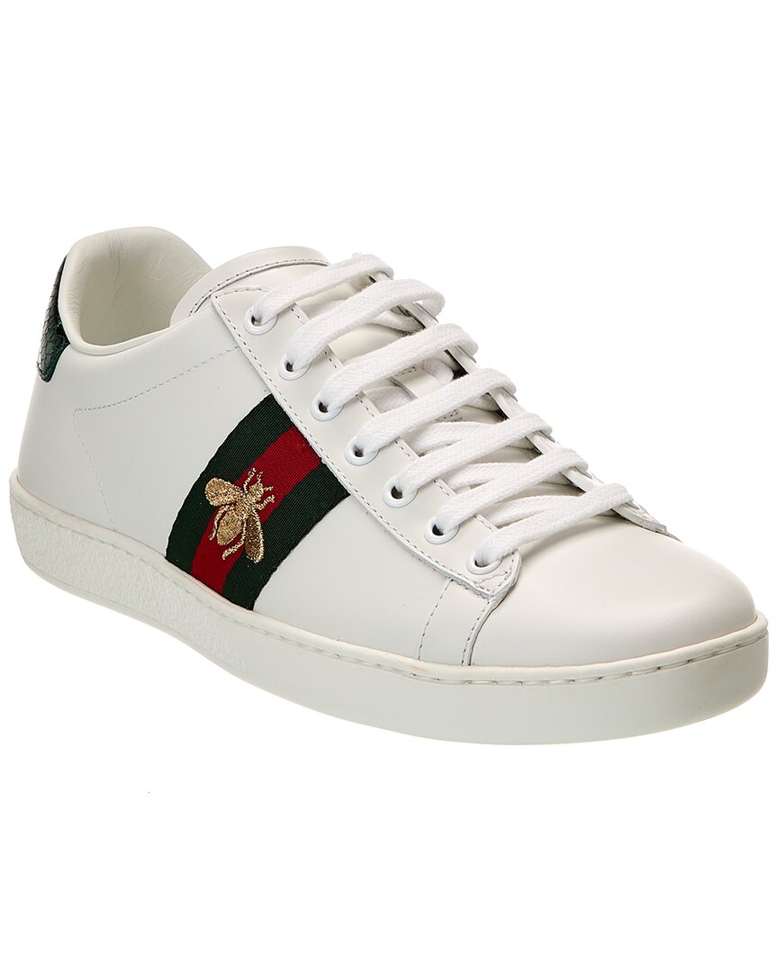 Gucci Ace Embroidered Leather Sneaker In White