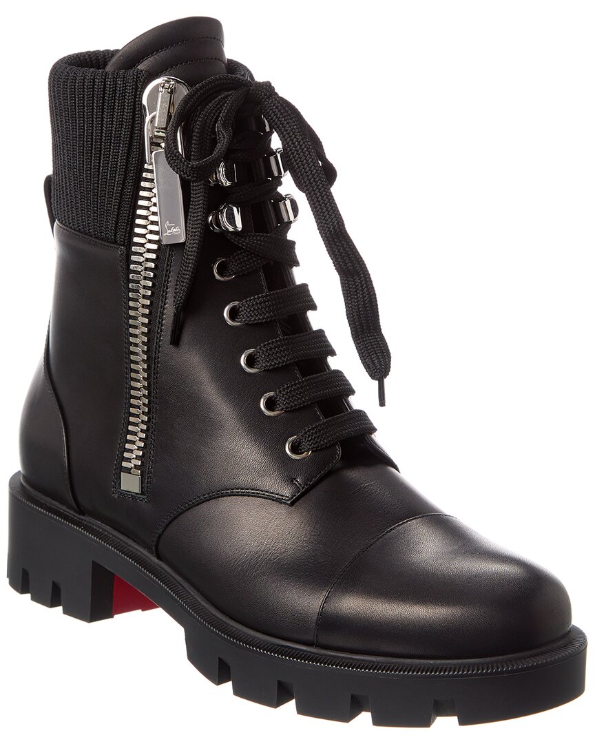 Christian Louboutin En Hiver Lug Leather Combat Boots In Black