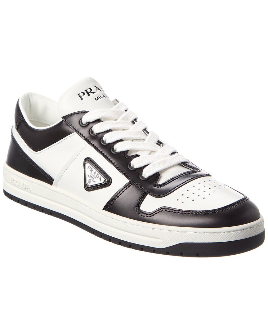 Prada Downtown Sneaker Aus Perforiertem Leder In White