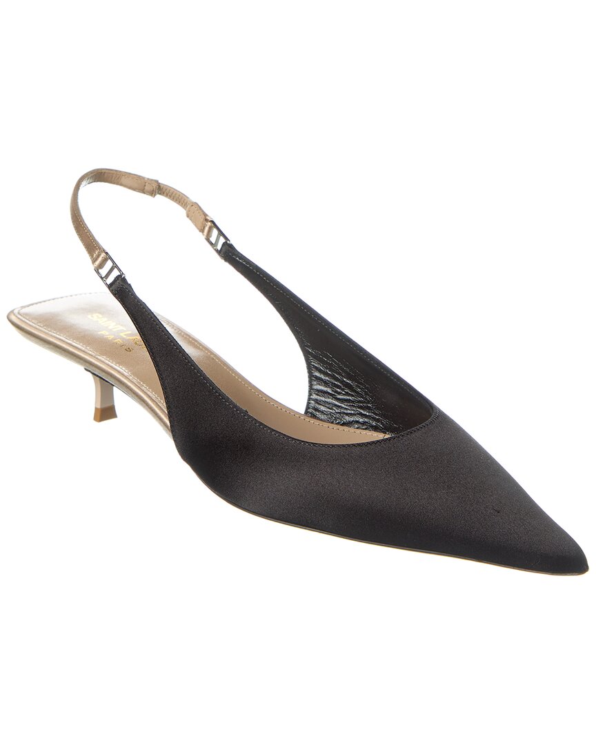 Saint Laurent Cherish Open Back Pumps In Crêpe Satin In Black