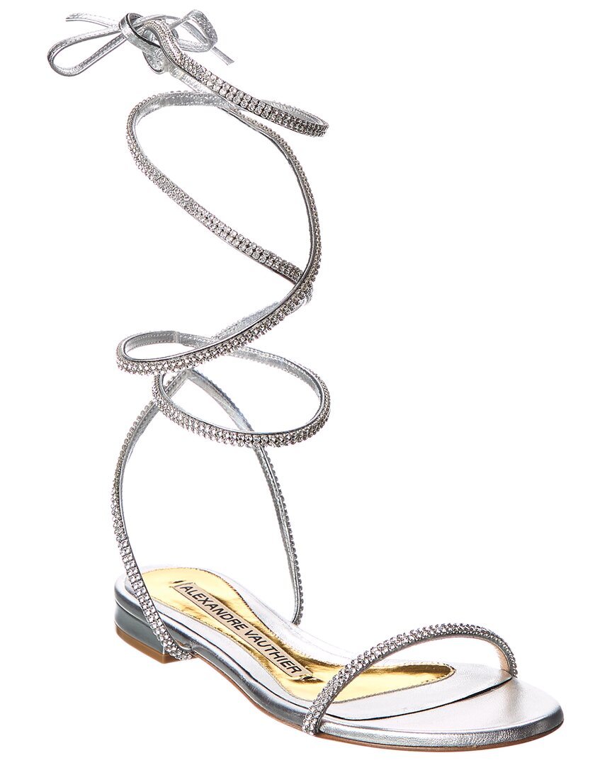 Shop Alexandre Vauthier Amina Leather Sandal In Silver