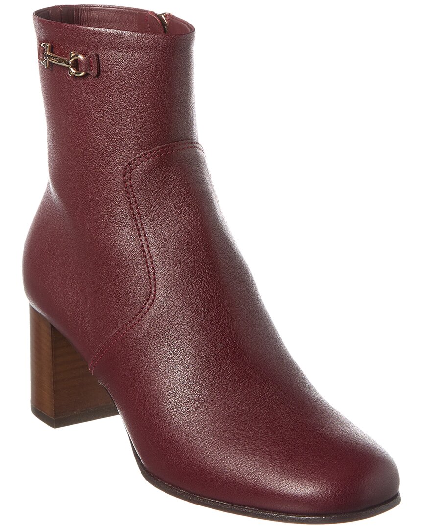 Ferragamo Otello Leather Bootie In Red