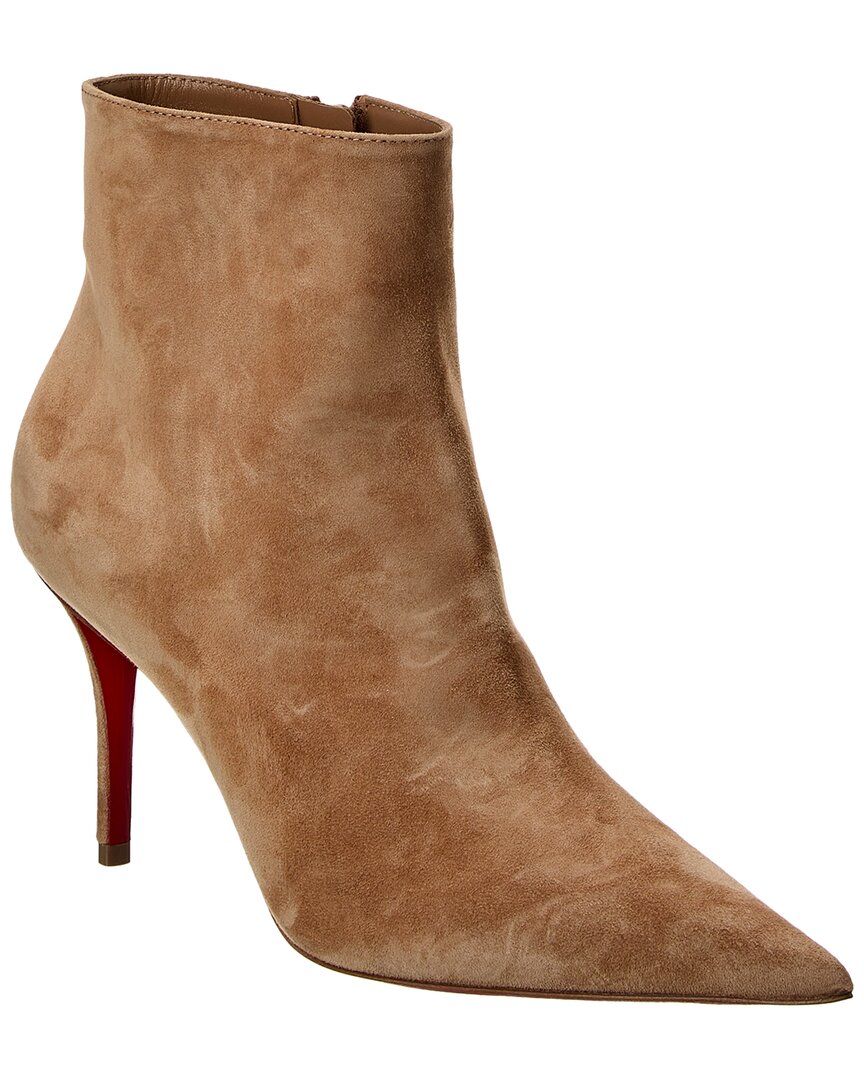 Christian Louboutin So Apostropha 80 Suede Bootie In Beige