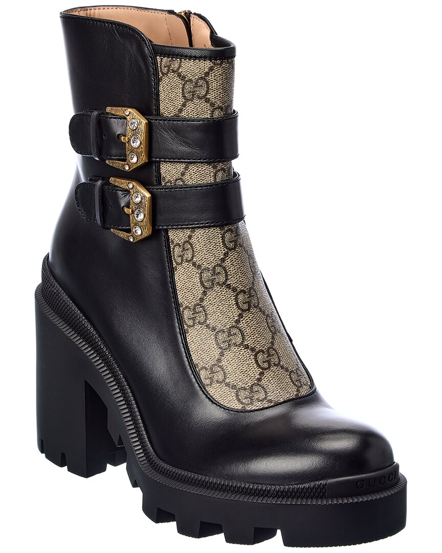 Shop Gucci Dnu Gg Supreme Canvas & Leather Bootie In Black