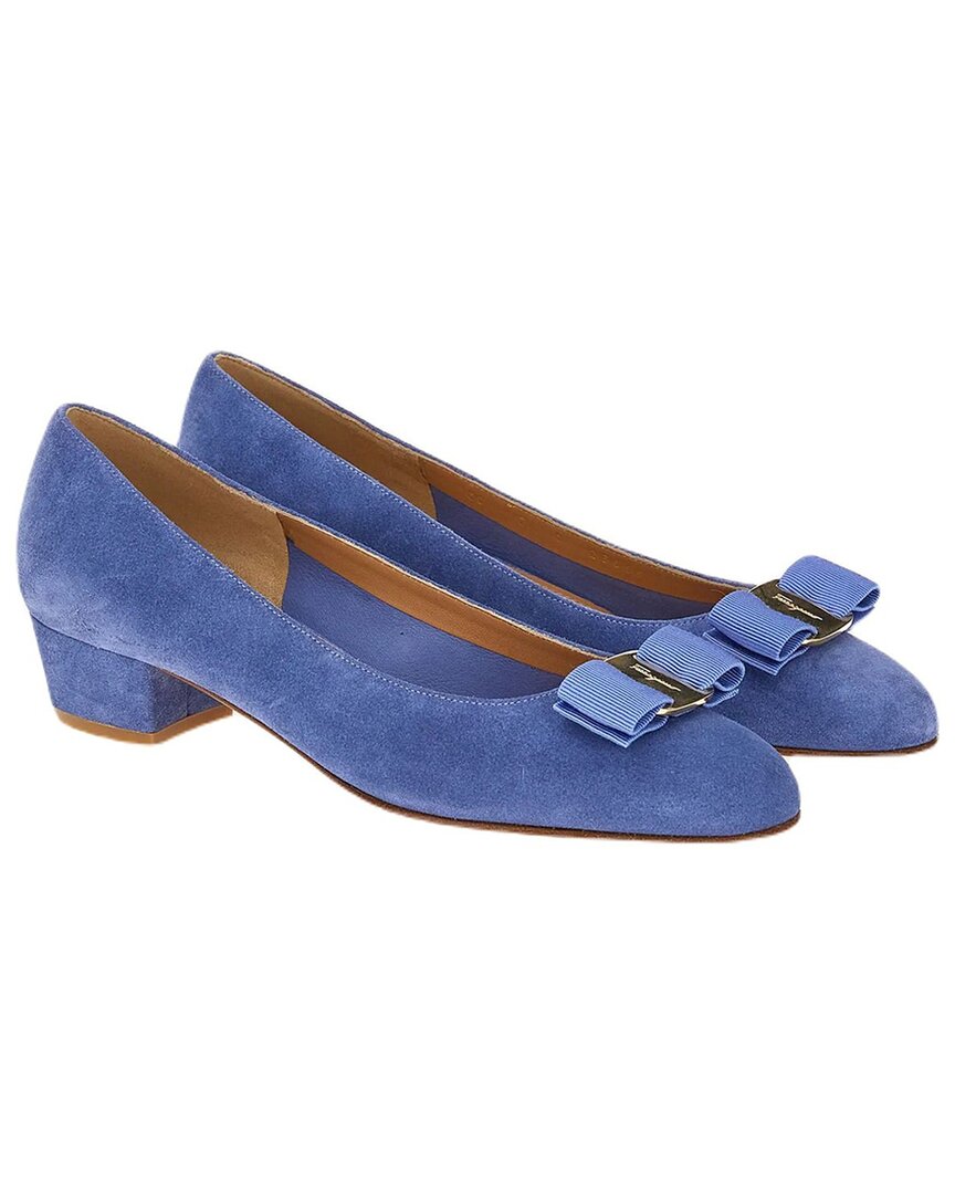 Ferragamo Vara Suede Pump In Blue