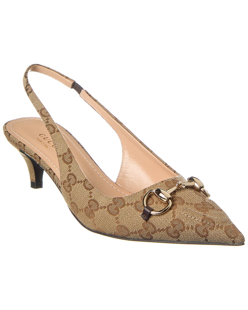 Gucci Damenpumps Mit Fersenriemchen Und Horsebit In Beige