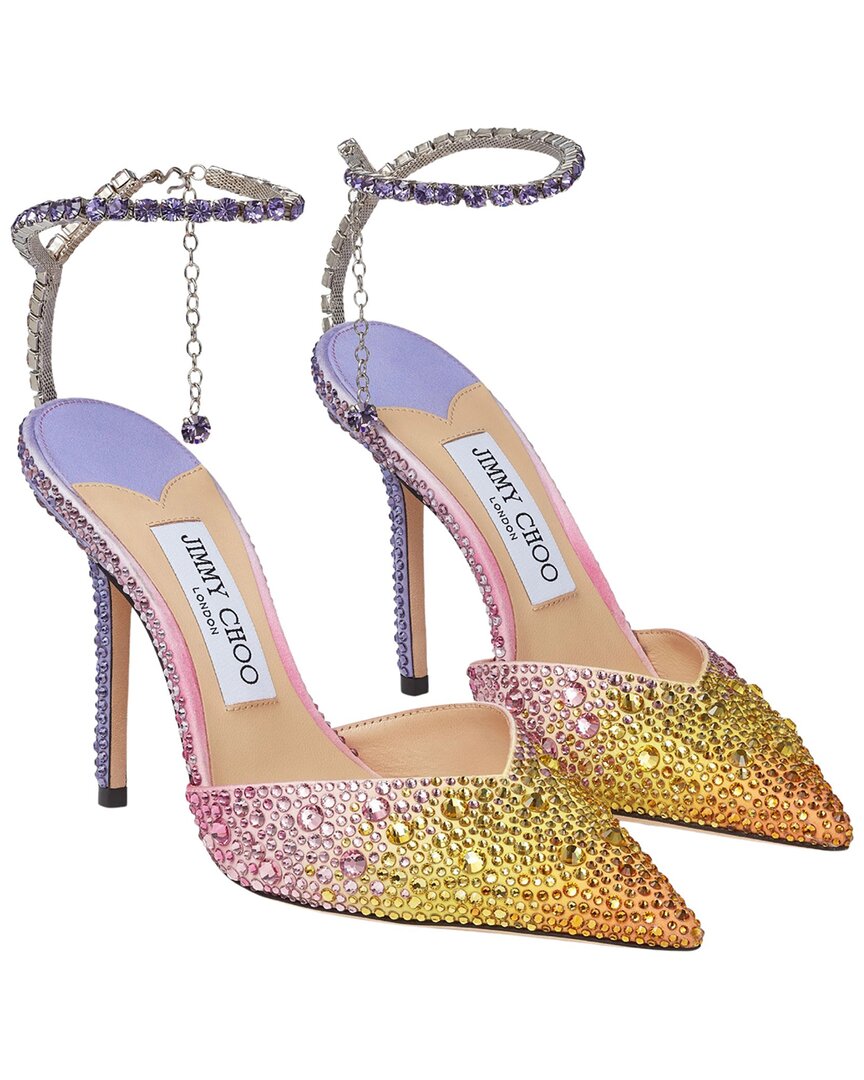 Jimmy Choo Saeda 100 Rhinestone-embellished Heels In Purple