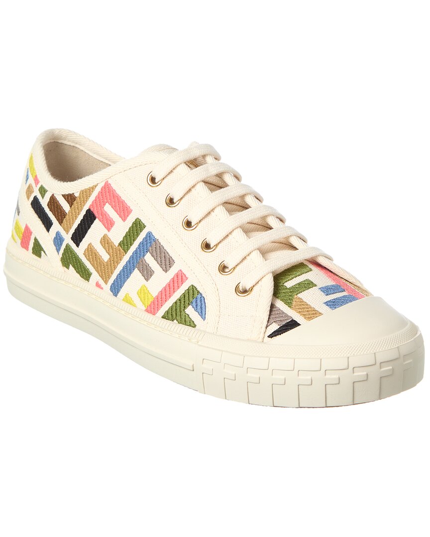 Fendi Domino Ff Canvas Sneaker In White