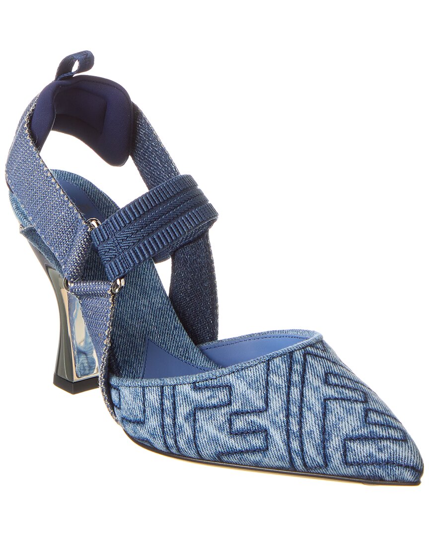 FENDI FENDI COLIBRI FF DENIM SLINGBACK PUMP