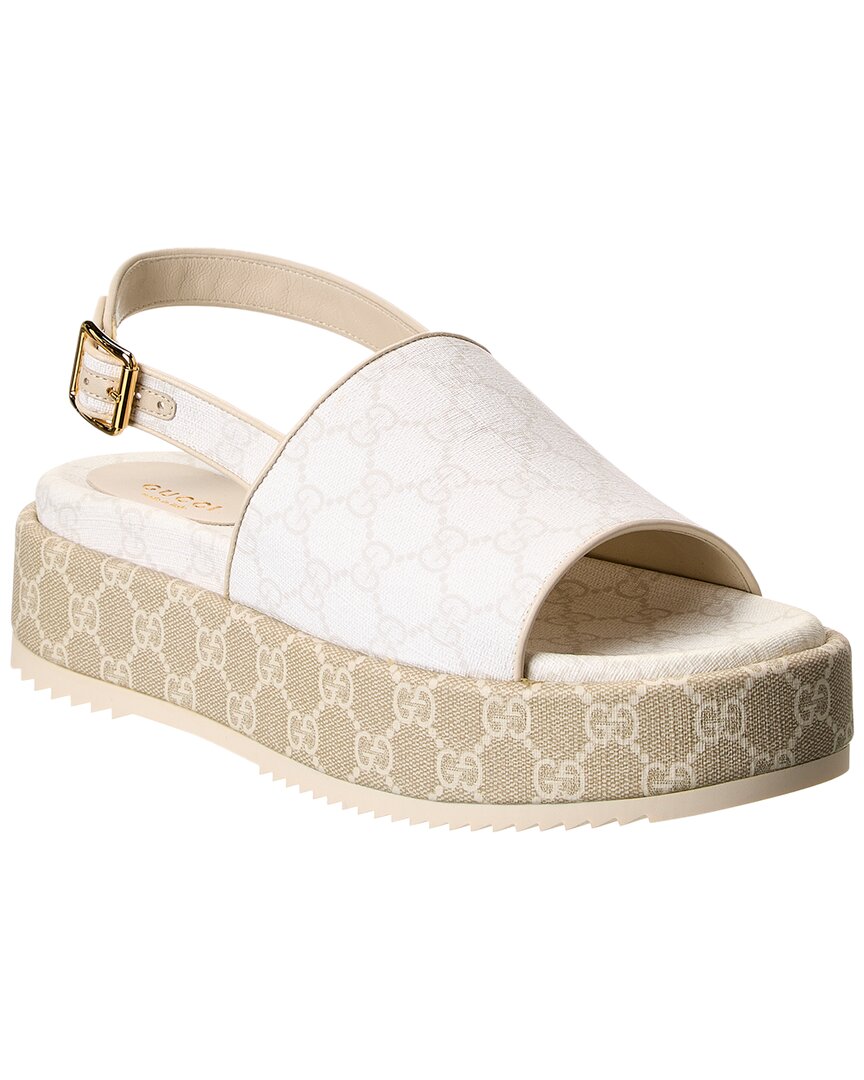 Gucci Gg Supreme Canvas & Leather Platform Sandal