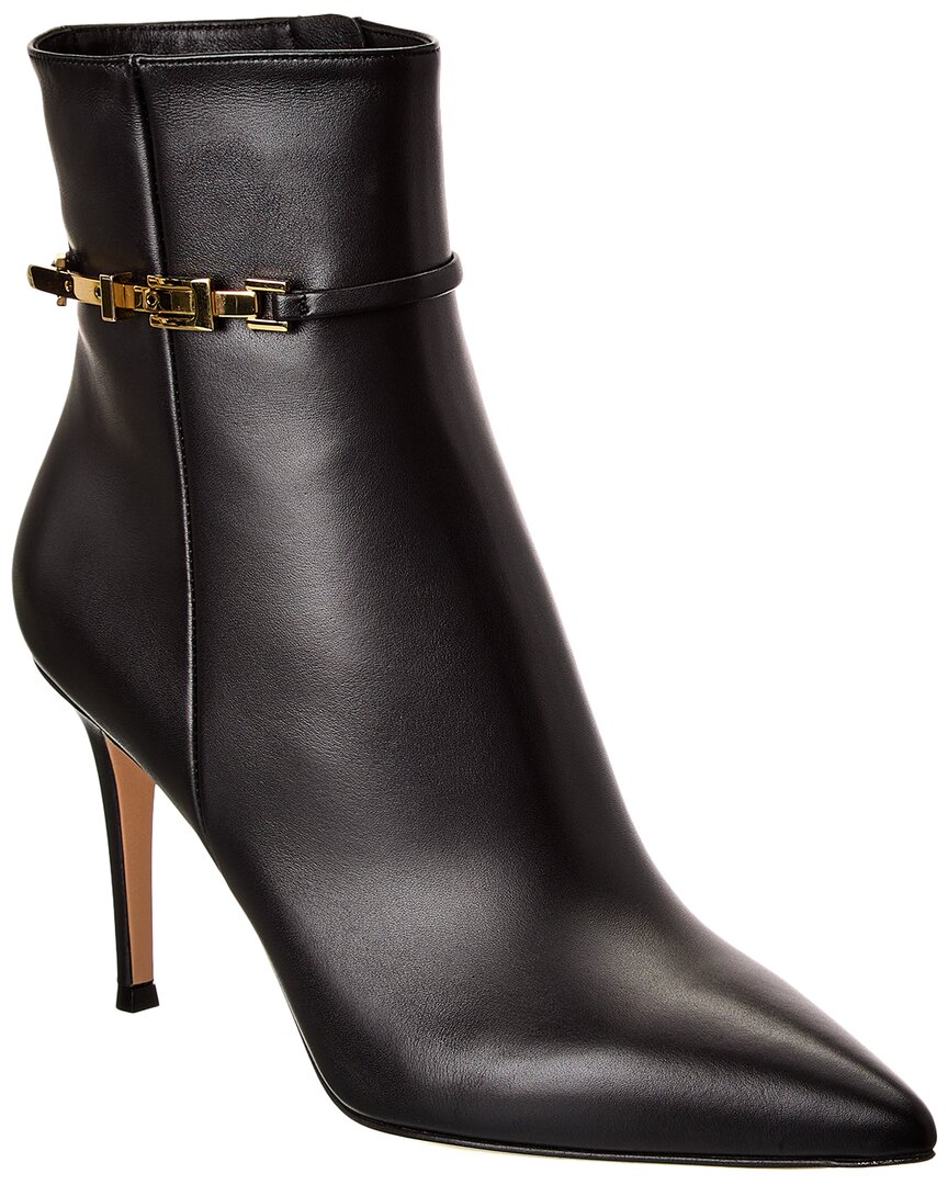 Gianvito Rossi Vitello Glove 85 Embellished Leather Ankle Boots In Black