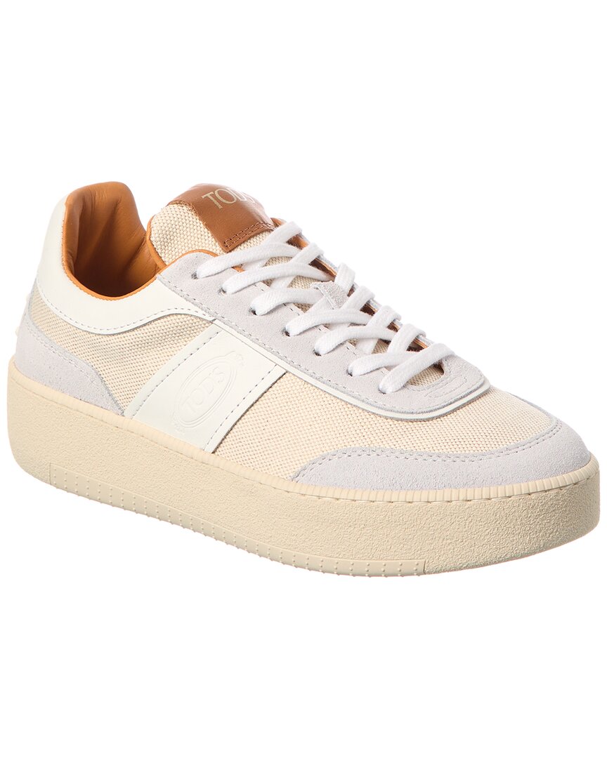 Tod's Cassette Canvas & Leather Platform Sneaker In White